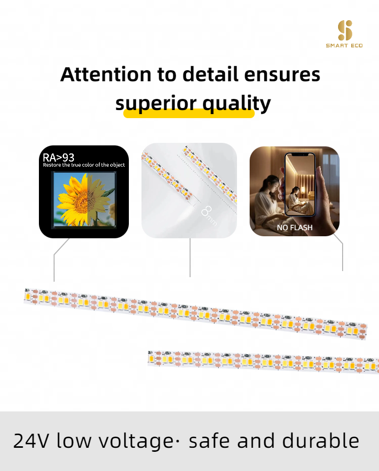 شريط إضاءة LED ذكي قابل للتعتيم من ZIGBEE بقوة 24 فولت، 2500 كلفن - 6700 كلفن، 10 أمتار/لفة