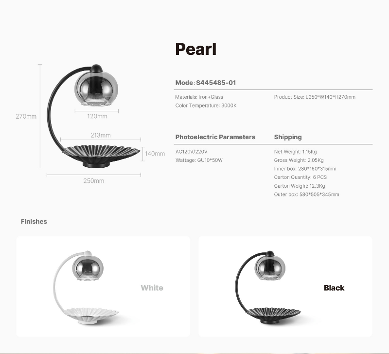 شمعة طاولة SMARTECO PEARL مع جهاز تحكم في السطوع