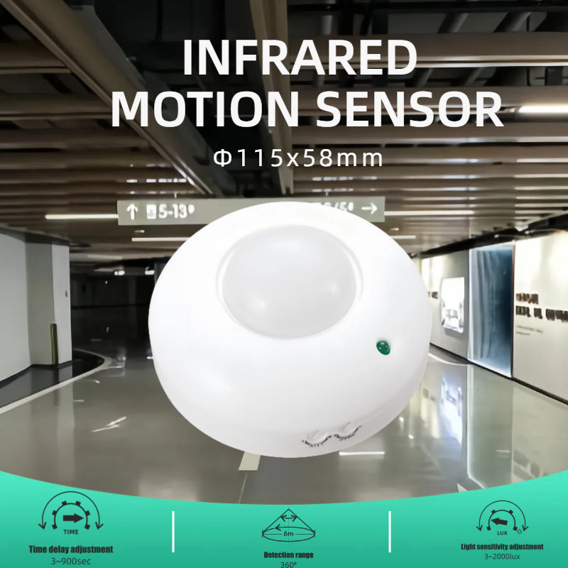 سلسلة مفاتيح مستشعر حركة السقف VG-HGK16R-5A، مفتاح إضاءة أوتوماتيكي بزاوية 360 درجة، 120/277 فولت تيار متردد، معتمد من UL وFCC، مستشعر الأشعة تحت الحمراء السلبي