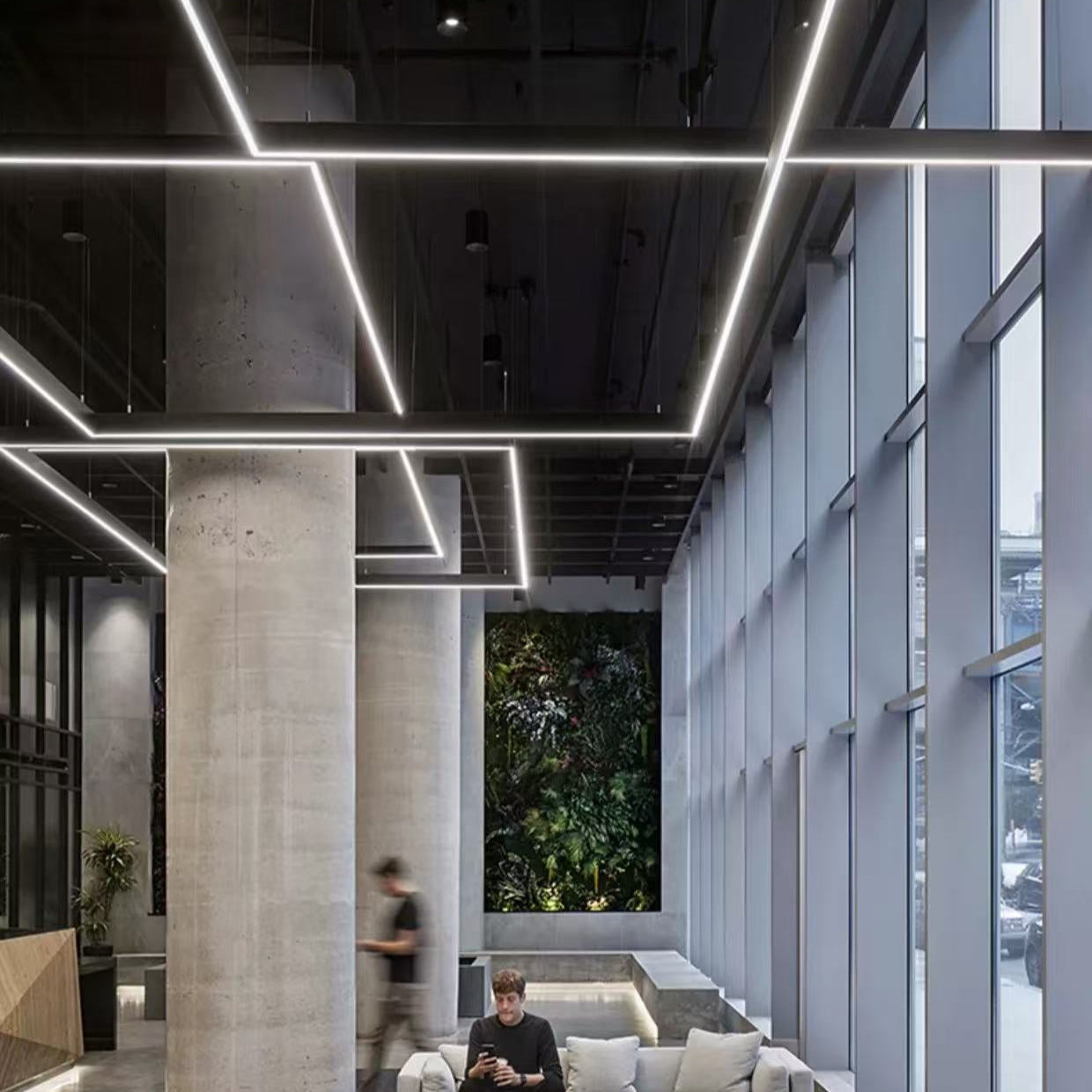 مصباح معلق شبكي LED V-SDL02120 من VMAX، شريط إضاءة LED طويل، توصيل سلس، مكتب، مركز تسوق، سوبر ماركت، صالة ألعاب رياضية، لون RGB 4000K 6500K 3000K، شكل