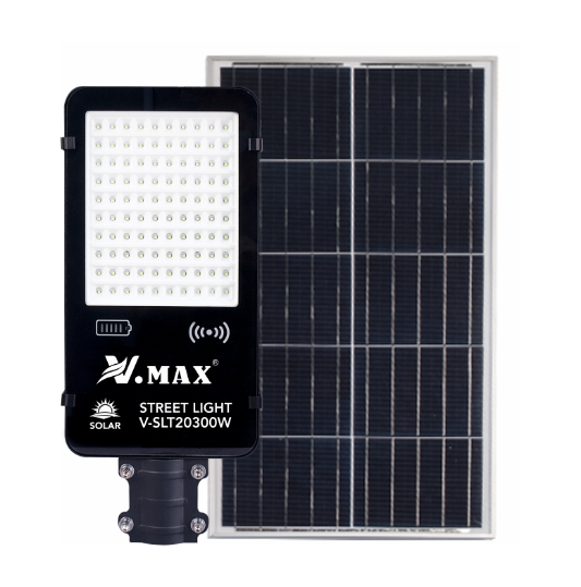 مصباح شارع LED يعمل بالطاقة الشمسية VMAX مزود بمفتاح تحكم عن بعد للوقت البصري في الهواء الطلق