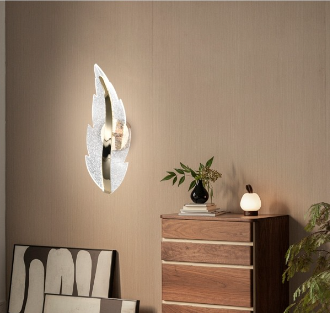 مصباح حائط فني LED V-WL31910IF من Vmax بتصميم أوراق الشجر، 3 ألوان متغيرة، غرفة نوم، غرفة معيشة، فندق