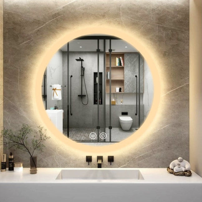 High-end hotel bathroom in Doha showcasing premium LED mirror design