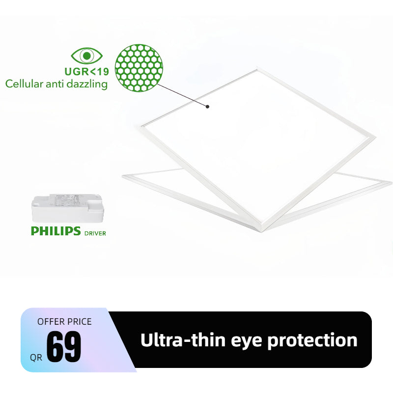 لوحة إضاءة LED VMAX V-126060E-50 مزودة بسائق فيليبس، حماية فائقة للعين، نوع رفيع، مكتب، صالة عرض، مستشفى، فندق 