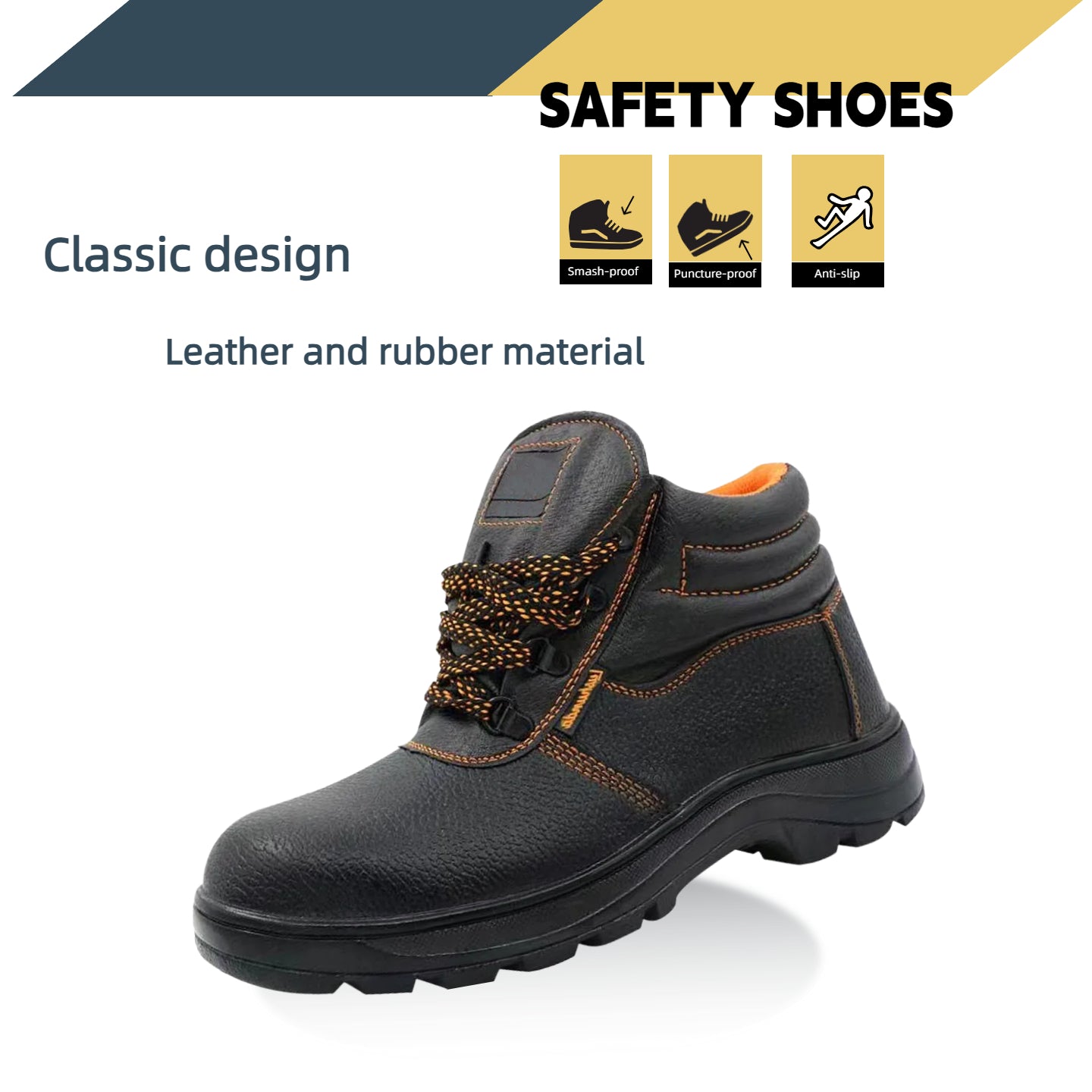 MODI HWL1001 أحذية حماية السلامة في العمل، مضادة للانزلاق، مضادة للثقب، مضادة للتحطيم، أحذية مطاطية جلدية، أحذية عمل، أحذية حماية العمال. 