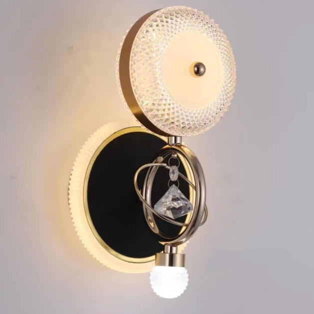 VMAX V-WL24912RF مصباح حائط LED مزخرف بتصميم كريستالي أسود ذهبي فيلا عربية ww+wh ألوان