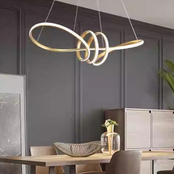 مصباح معلق LED من MODI SD267120LF، إضاءة زخرفية لغرفة الطعام وغرفة المعيشة باللون الذهبي 