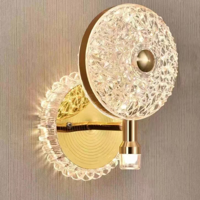 مصباح حائط Vmax V-WL24812RF-B ديكوري LED للمنزل الداخلي 3 ألوان متغيرة تصميم كريستال ذهبي للجسم 