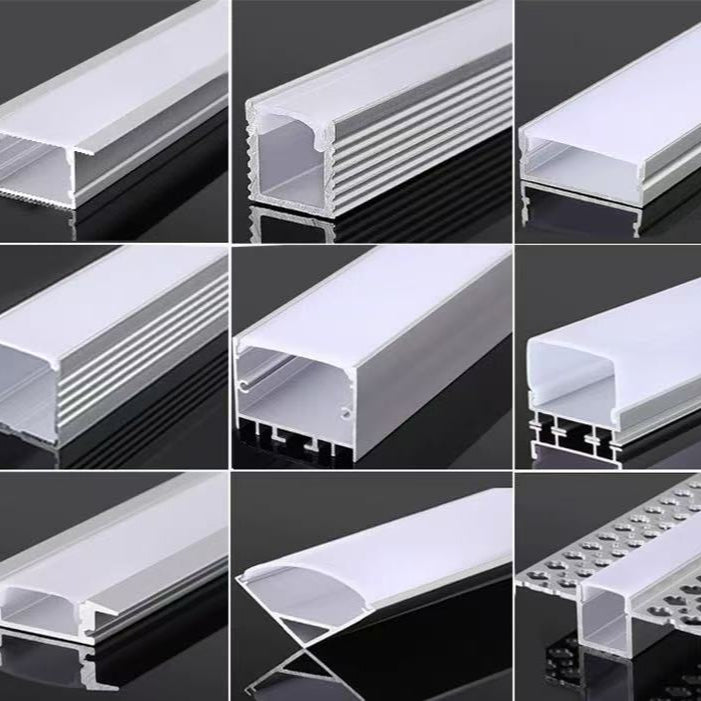 شريط ألومنيوم VG/MODI بطول 2 متر على شكل حرف U مع غطاء أبيض حليبي، وأغطية طرفية، ومسامير، وسلم تثبيت، وسقف، ومشابك تعليق، ومسار ناشر شريط إضاءة LED أسود للإضاءة أسفل الخزانة وخزانة الملابس والعرض 