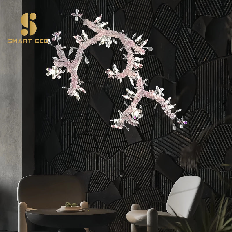 Villa hanging empty living room large chandelier designer light luxury art staircase duplex building aerial crystal flower art branch chandelier