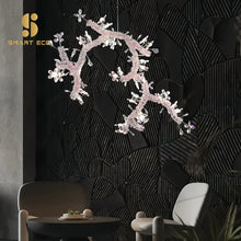 Load image into Gallery viewer, Villa hanging empty living room large chandelier designer light luxury art staircase duplex building aerial crystal flower art branch chandelier