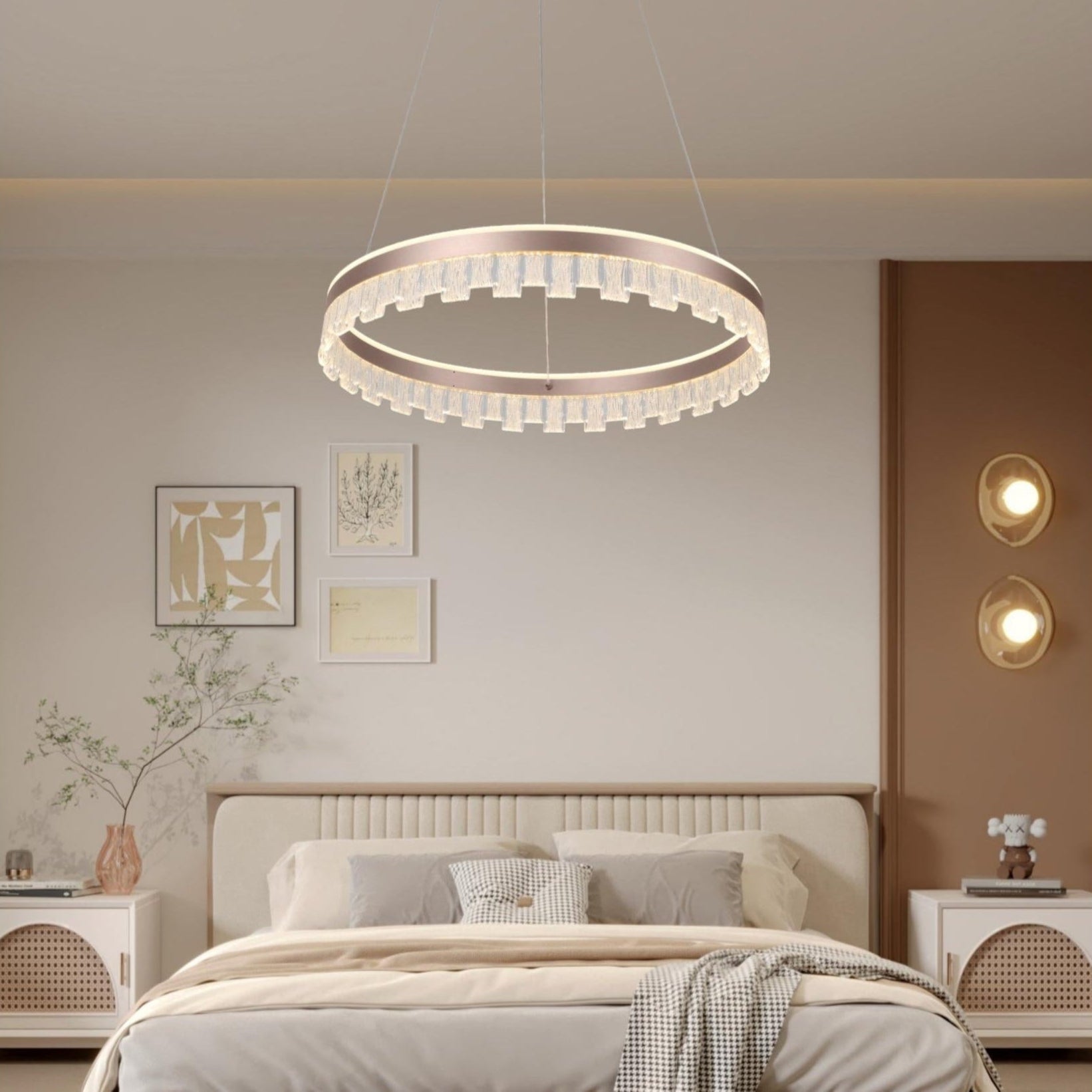 مصباح معلق LED VMAX SD25480RF لغرفة الطعام وغرفة المعيشة متوفر بثلاثة ألوان ودرجات حرارة حلقة واحدة مستديرة 